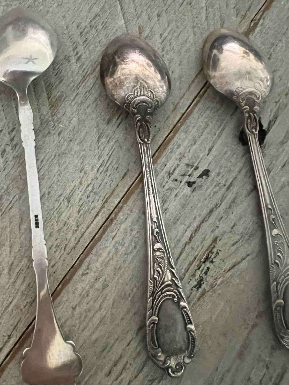 Assorted Antique Silver-Tone Serving and Tea Spoon Classic Decorative Handles